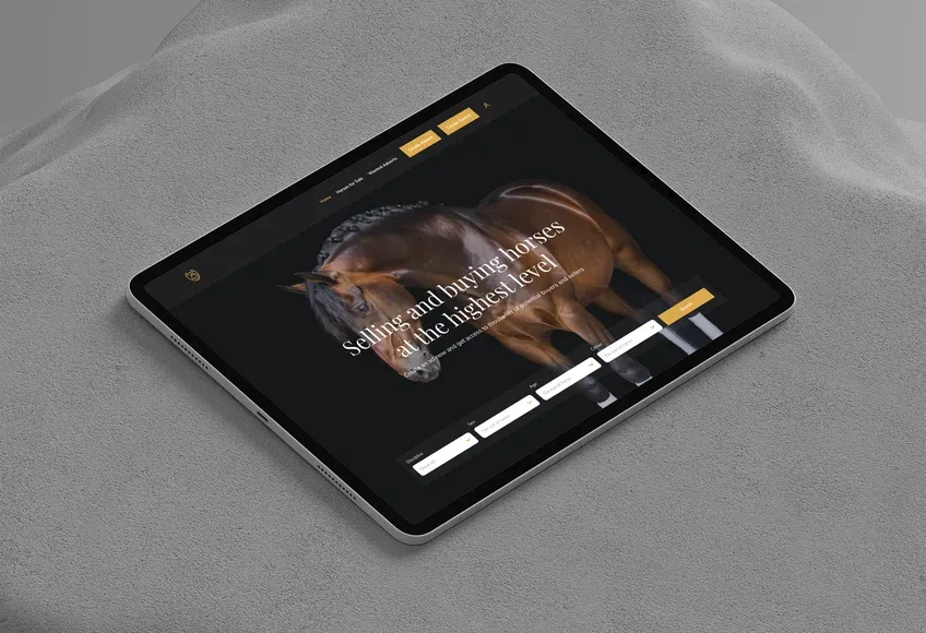 EquiMarket web platform — tablet mockup