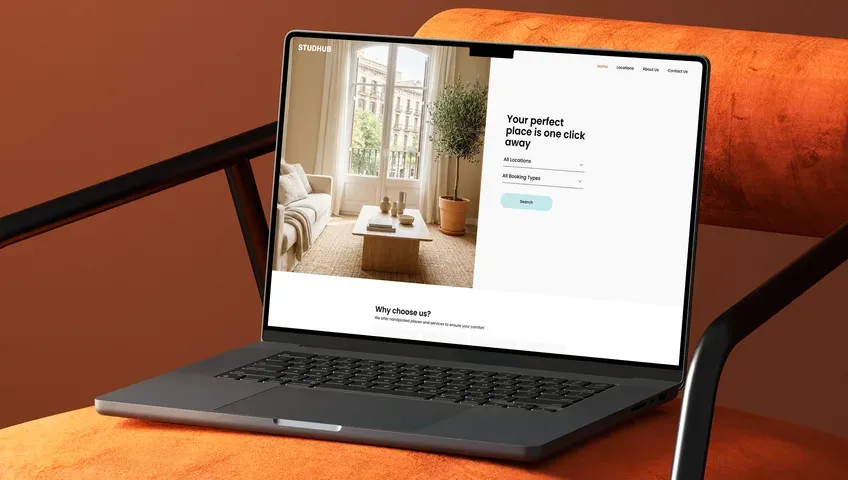 STUDHUB Real Estate Website — laptop mockup